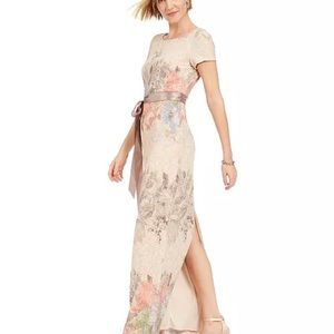 Adrianna Papell Matelassé Floral Jacquard Gown